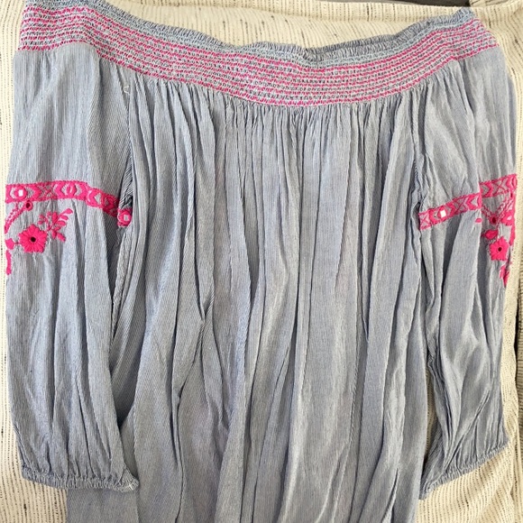 INC Off-The-Shoulder Blouse with Pink Embroidery, Medium - Picture 5 of 5